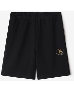 Burberry Knight Stamp Cotton Shorts - Black