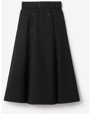 Burberry Gabardine Trench Midi Skirt - Black