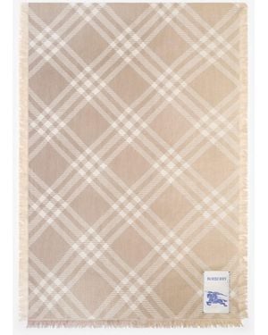 Burberry Gradient Check Wool Silk Scarf - Natural