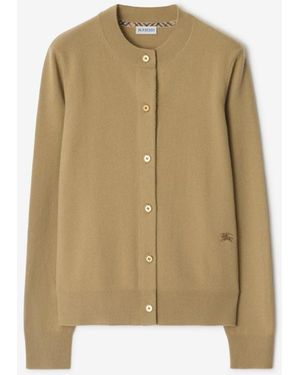 Burberry Cashmere Blend Cardigan - Natural