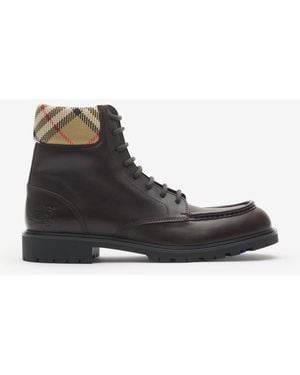 Burberry Leather Rogue Combat Boots - Black