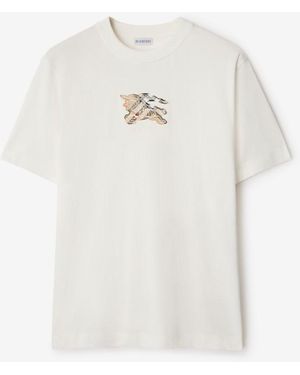 Burberry Ekd Check Cotton T-Shirt - Blanc