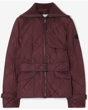 Burberry Micro Check-Stitch Nylon Abbeydale Jacket - Purple