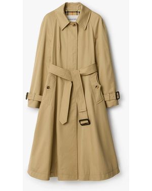 Burberry Long Gabardine Ellingham Fit-And-Flare Car Coat - Natural