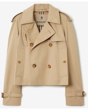 Burberry Cropped Mayfair Heritage Trench Jacket - Natural