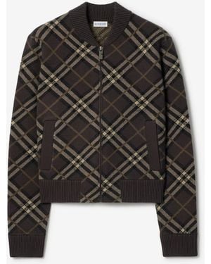 Burberry Check Wool Cashmere Bomber Jacket - Noir