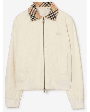 Burberry Cropped Tropical Gabardine Hayfield Harrington Jacket - Natural