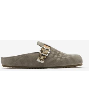 Burberry Check Suede Urchin Clogs - Natural