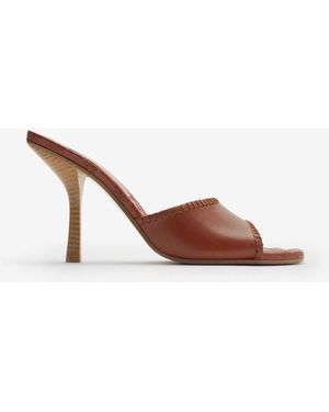 Burberry Leather Cabana Mules - Brown