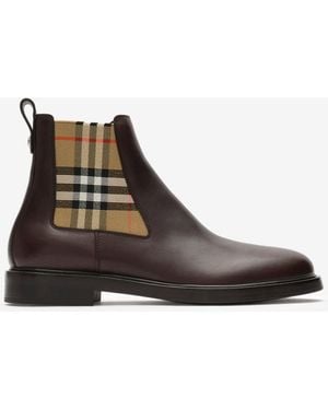Burberry Leather Pembroke Boots - Brown