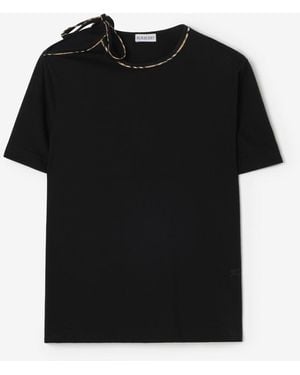 Burberry Tie-Sleeve Cotton T-Shirt - Black