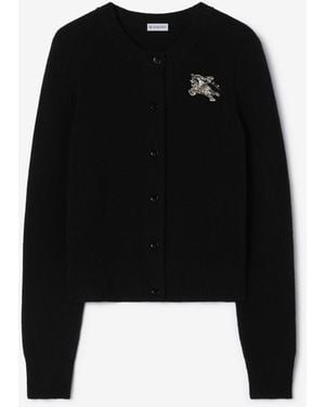 Burberry Knight Wool Cashmere Cardigan - Black