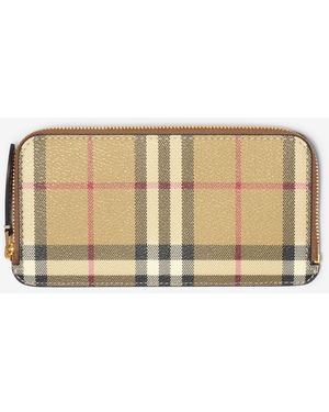 Burberry Large Check Zip Card Case - Natural