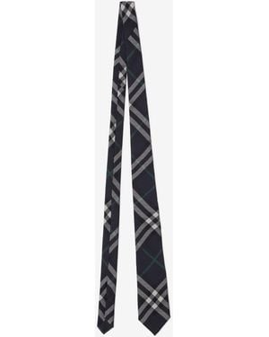 Burberry Check Silk Tie - Black