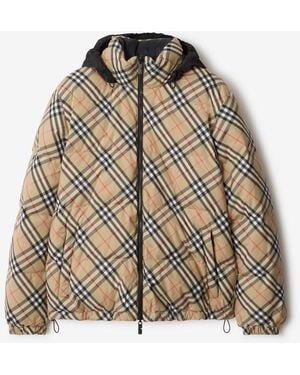 Burberry Reversible Check Puffer Jacket - Natural