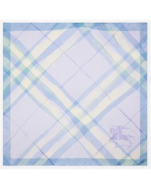 Burberry Watercolour Check Silk Scarf - Blue