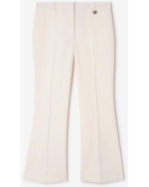 Burberry Cropped Wool Flared Trousers - Natural