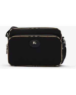 Burberry Check Trim Crossbody Bag - Black