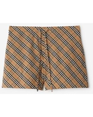 Burberry Check Cotton Pajama Shorts - Natural