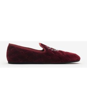 Burberry Quilted Velvet Estate Slippers - Red
