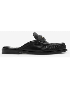 Burberry Leather Cadet Mules - Black