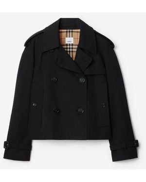Burberry Cropped Gabardine Mayfair Trench Jacket - Black