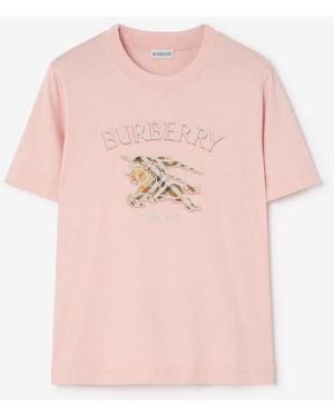 Burberry Knight Check Cotton T-Shirt - Pink