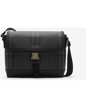 Burberry Small City Check Clip Messenger Bag - Black