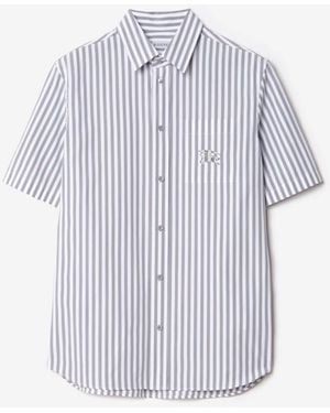 Burberry Striped Cotton Poplin Shirt - Blue