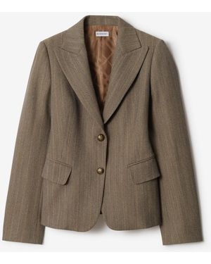 Burberry Mouliné Wool Tailored Jacket - Brown