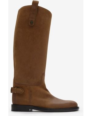 Burberry Suede Cavalier Boots - Brown