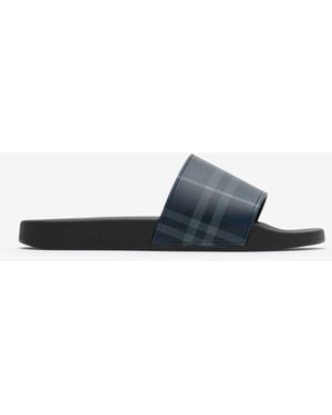 Burberry Check Slides - Blue