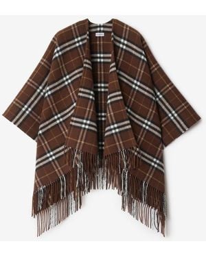 Burberry Check Wool Cashmere Cape - Marron