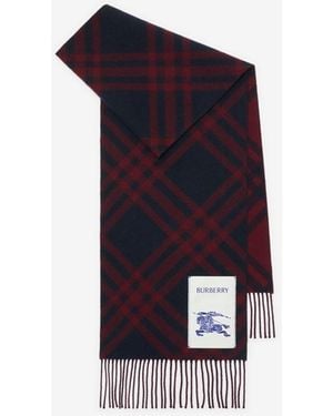 Burberry Check Cashmere Scarf - Blue