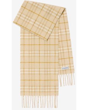 Burberry Childrens Check Cashmere Blend Scarf - Natural