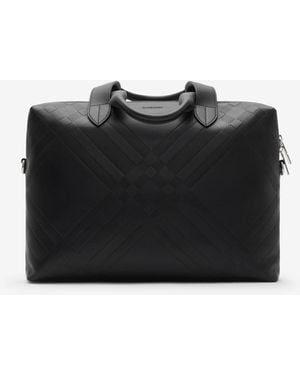 Burberry Embossed Check Briefcase - Black