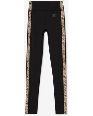 Burberry Check Trim Stretch Nylon Leggings - Black