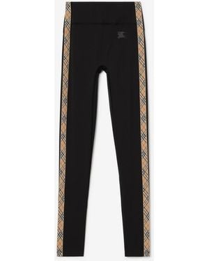 Burberry Check Trim Stretch Nylon Leggings - Black