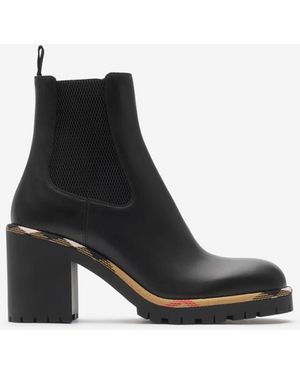 Burberry Leather Gravel Heel Chelsea Boots​ - Black