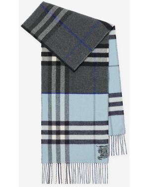Burberry Contrast Check Cashmere Scarf - Blue