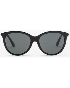 Burberry Tubular Check Round Sunglasses​ - Black