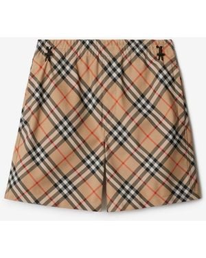 Burberry Check Shorts - Natural
