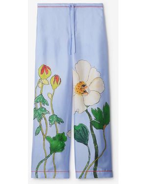 Burberry Highgrove Honeybee Silk Pajama Pants - Blue