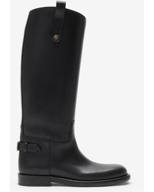 Burberry Leather Cavalier Boots - Black