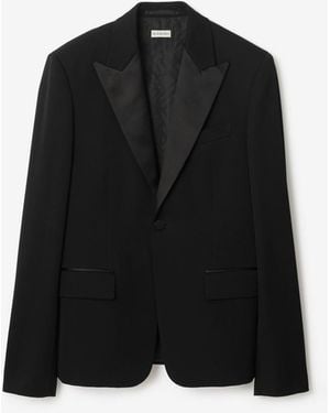 Burberry Grain De Poudre Wool Tuxedo Jacket - Black