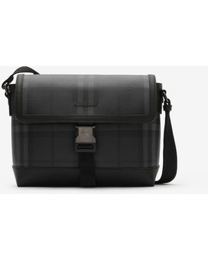 Burberry Small City Check Clip Messenger Bag - Black