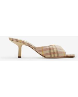 Burberry Check Mews Low Mules​ - Natural