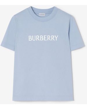 Burberry Logo Cotton T-Shirt - Blue