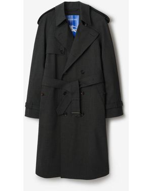 Burberry Long Bonded Stretch Wool Trench Coat - Black