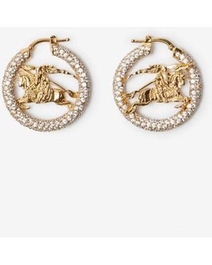 Burberry Ekd Pavé Hoop Earrings - Mettallic